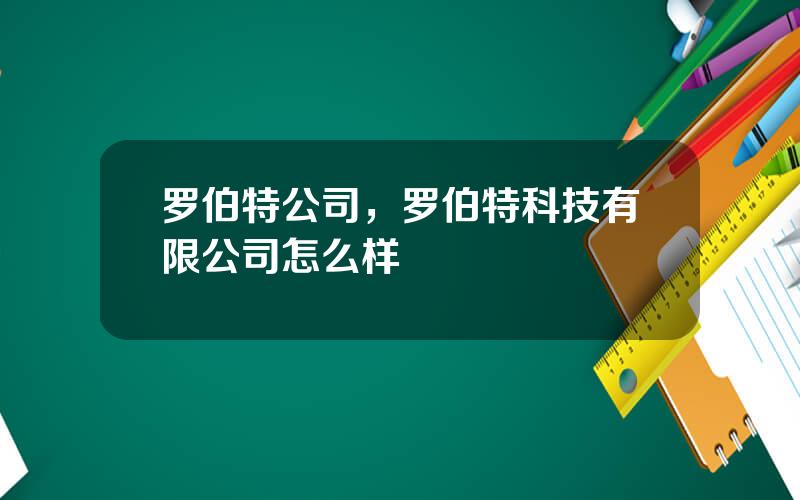 罗伯特公司，罗伯特科技有限公司怎么样