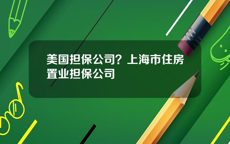 美国担保公司？上海市住房置业担保公司