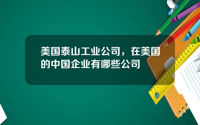 美国泰山工业公司，在美国的中国企业有哪些公司