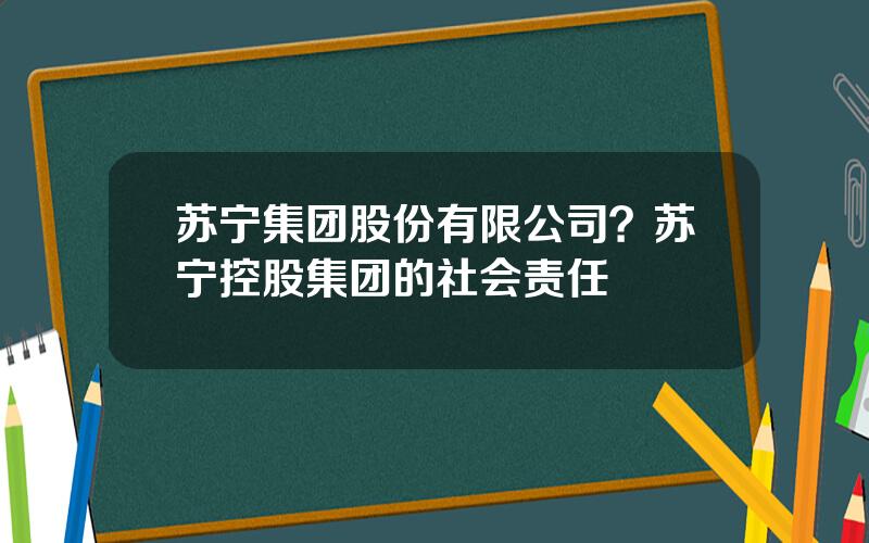 苏宁集团股份有限公司？苏宁控股集团的社会责任