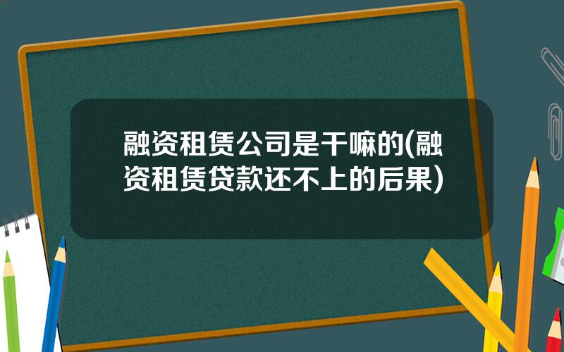 融资租赁公司是干嘛的(融资租赁贷款还不上的后果)