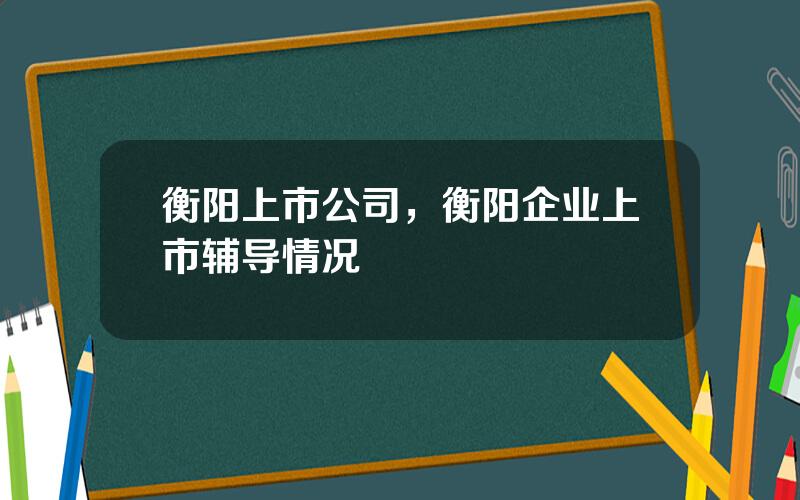 衡阳上市公司，衡阳企业上市辅导情况