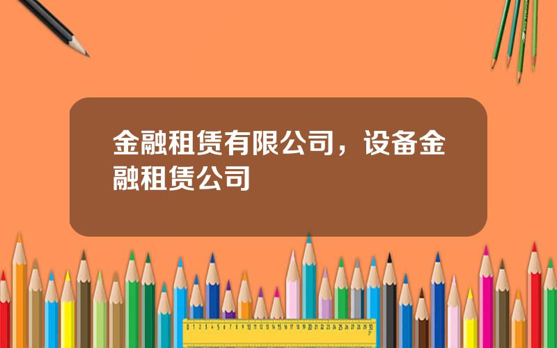 金融租赁有限公司，设备金融租赁公司